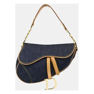 Christian Dior Navy Denim Saddle Handbag