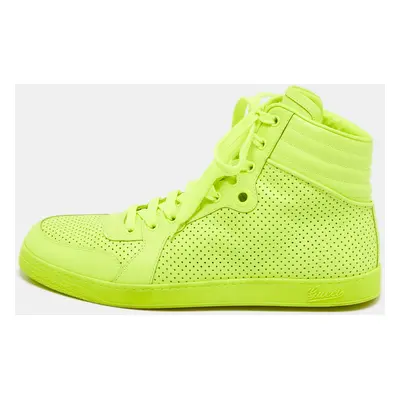 Gucci Neon Green Leather High-Top Sneakers Size 42.5