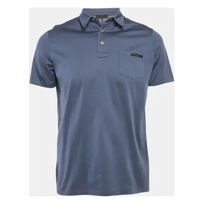 Prada Blue Cotton Jersey Polo T-Shirt