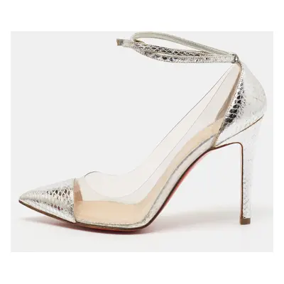 Christian Louboutin Silver PVC and Python Embossed Pigalle Pumps Size