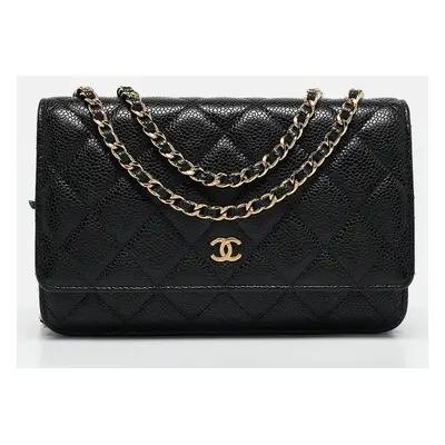 Chanel Black Quilted Caviar Leather WOC Clutch Bag