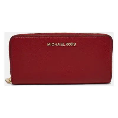 Michael Kors Red Leather Zip Continental Wallet