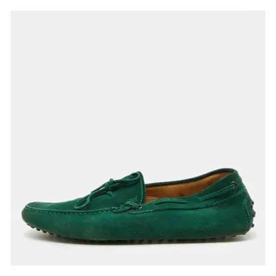 Tod's Green Suede Slip On Driver Loafers Size