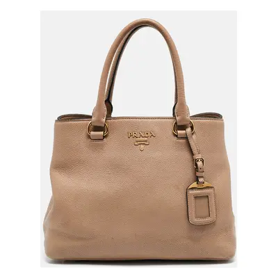 Prada Beige Leather Middle Zip Tote