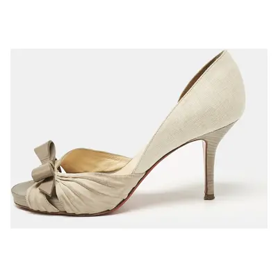 Christian Louboutin Grey Suede and Linen Lady Turner Pumps Size