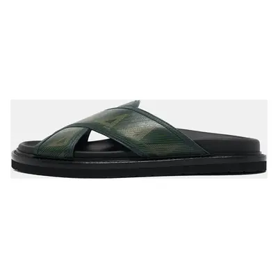 Dior Green Leather Aqua Flat Slides Size