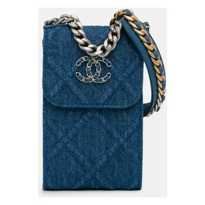 Chanel Blue Denim Phone Holder with Chain Bag