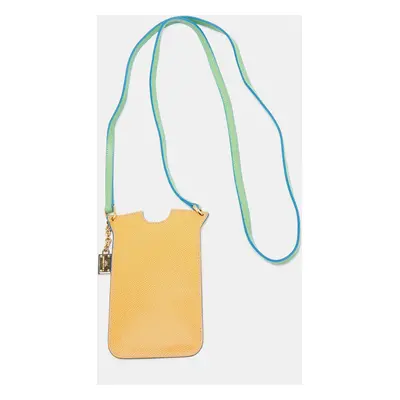 Dolce & Gabbana Orange/Green Leather Logo Charm Phone Crossbody Bag