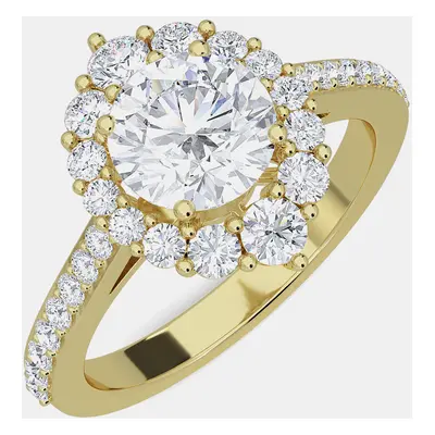 14K Gold Lab Grown Diamonds Halo Bridal Ring (2Ctw Rd 1.25Ct) EU