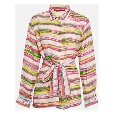 CH Carolina Herrera Multicolor Stripe Print Linen Blend Tunic