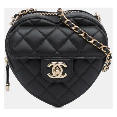 Chanel Black Mini Lambskin CC in Love Heart Crossbody Bag