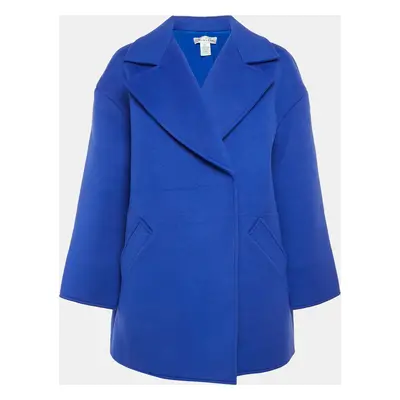 Oscar de la Renta Blue Felt Oversized Mid-Length Coat