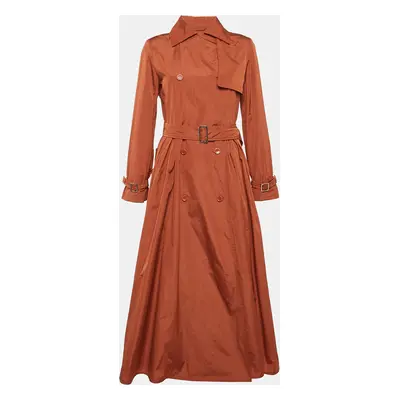 Max Mara Orange Taffeta Double Breasted Tubinga Trench Coat