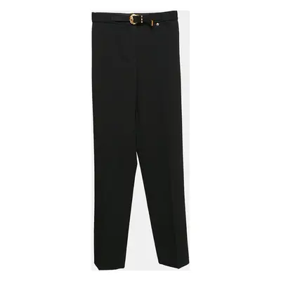 Versace Black Wool Buckle Detail Trousers