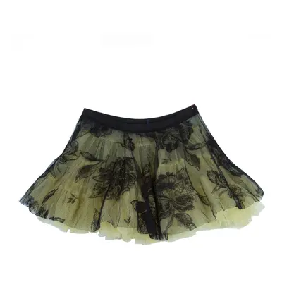 Roma e Tosca Yellow Lace Rose Print Overlay Skirt