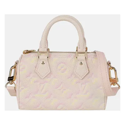 Louis Vuitton Nano Size Pink Monogram Empreinte Leather Speedy Tote And Crossbody Bag