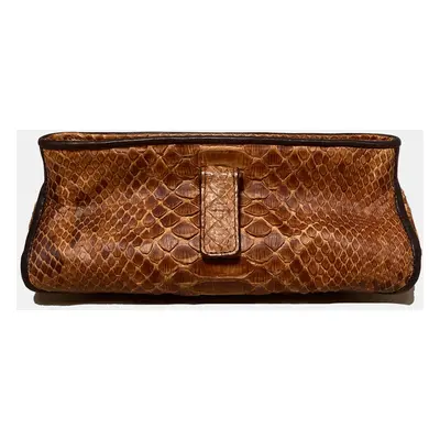 Bottega Veneta Tan Snakeskin Clutch