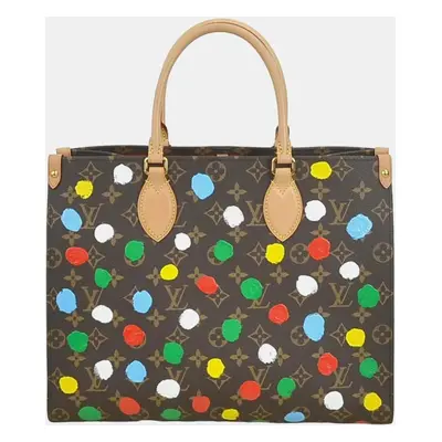 Louis Vuitton X Yayoi Kusama Brown Coated Canvas Painted Dots OnTheGo MM Tote Bag