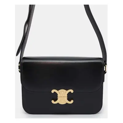 Celine Black Shiny Calf Leather Teen Triomphe Shoulder Bag