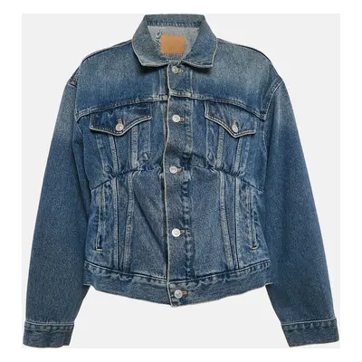 Balenciaga Blue Denim Dart Detail Button Front Jacket