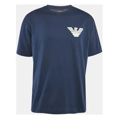 Emporio Armani Navy Blue Logo Applique Jersey T-Shirt