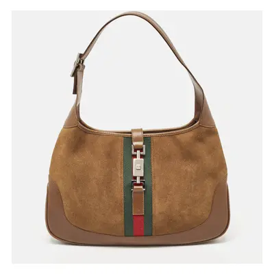 Gucci Brown Suede and Leather Jackie Bardot Hobo