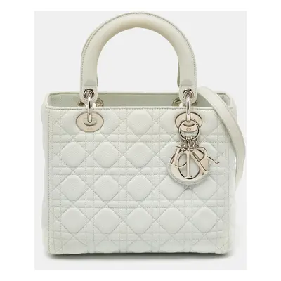 Dior Mint Green Cannage Leather Lady Dior Tote