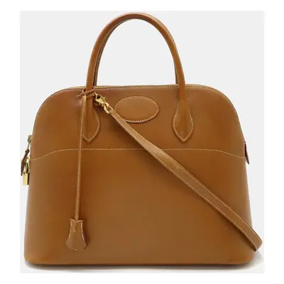 Hermes Gold Light Brown Cushvel Leather Bolide Handbag