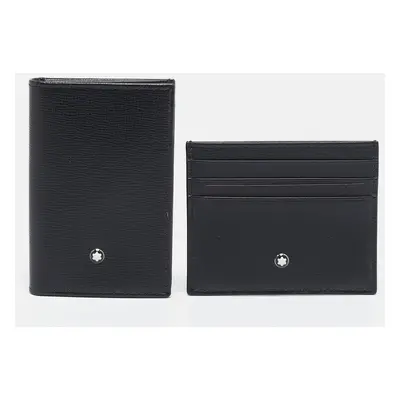 Montblanc Black Leather Meisterstuck Business Card Holder Set of