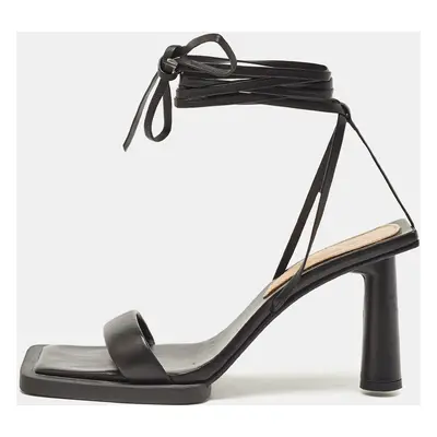 Jacquemus Black Leather Ankle Wrap Sandals Size