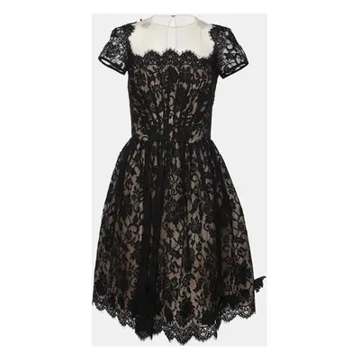 Oscar de la Renta Black Lace Mini Dress