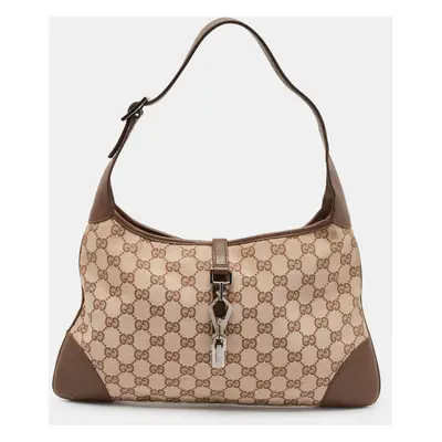 Gucci Brown/Beige GG Fabric and Leather Jackie Shoulder Bag