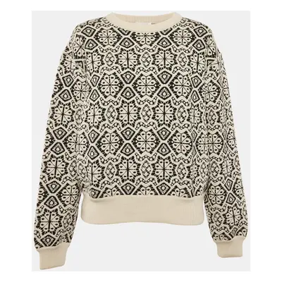 Chloe Black/Cream Intarsia Crew Neck Sweater