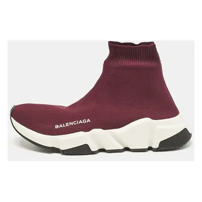 Balenciaga Burgundy Knit Fabric Speed Trainer Sneakers Size