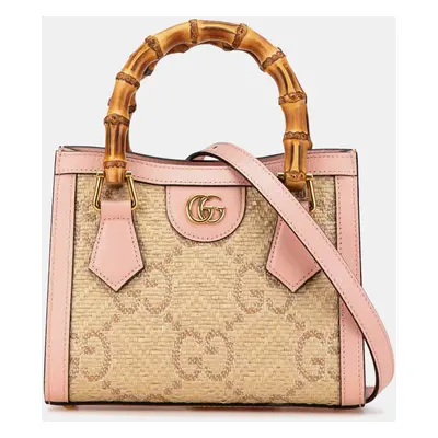 Gucci Brown Mini Canvas Bamboo Jumbo GG Diana Satchel