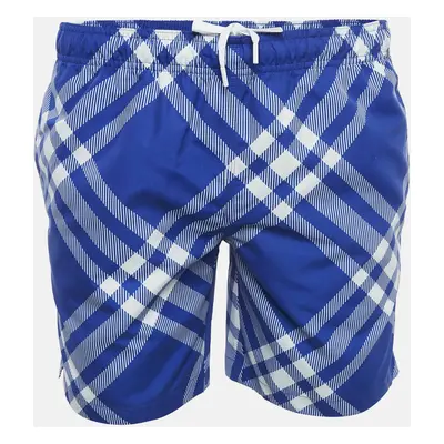 Burberry Blue Tri Bar Checks Synthetic Swim Shorts