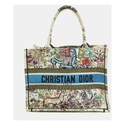 Dior Multicolor Embroidered Canvas Book Tote