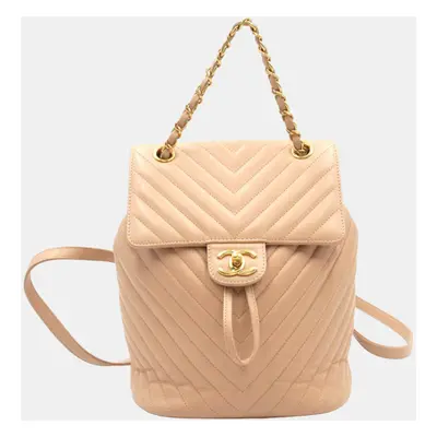 Chanel Beige Chevron Calfskin Urban Spirit Backpack