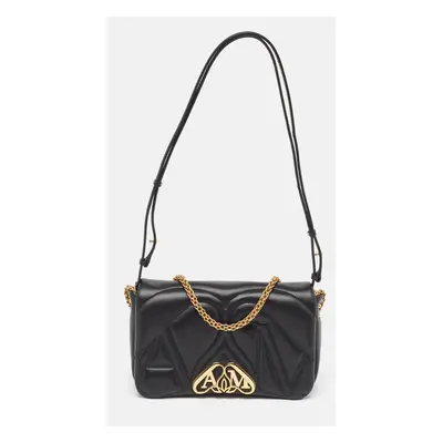 Alexander McQueen Black Leather The Seal Shoulder Bag