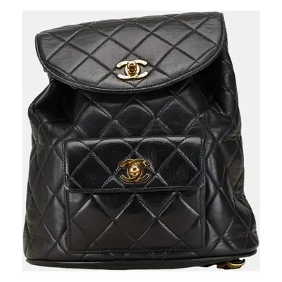 Chanel Black Lambskin Matelasse Coco Mark Chain Backpack