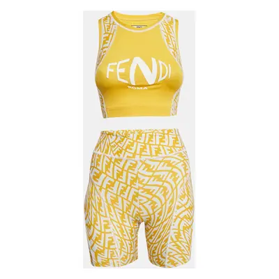 Fendi Yellow FF Vertigo Print Jersey Active Wear Set