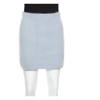 Balmain Powder Blue Angora Wool Mini Skirt