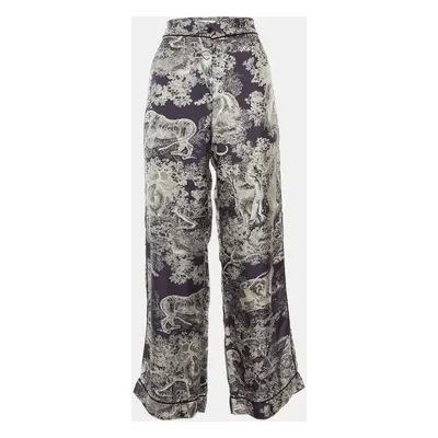 Dior Navy Blue Toile de Jouy Print Silk Pants