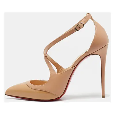 Christian Louboutin Beige Patent Leather Crossfliketa Pumps Size