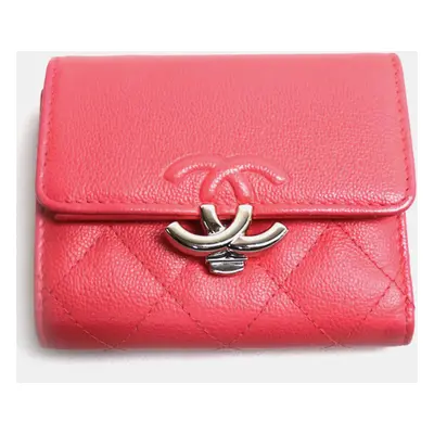 Chanel Pink Matelasse Small Flap Trifold Wallet