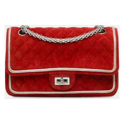 Chanel Red Medium Suede Re-issue 2.55 Double Flap Bag