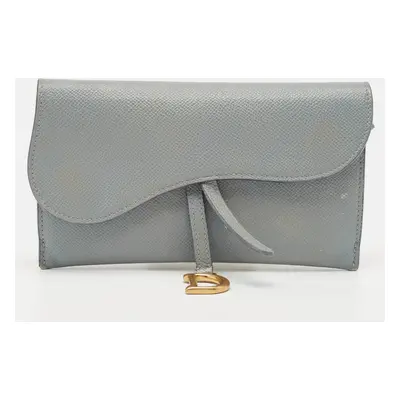 Dior Light Blue Leather Saddle Pouch