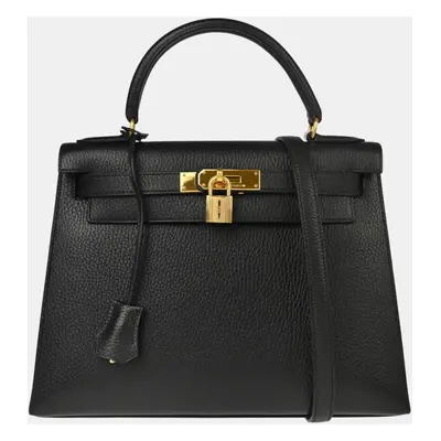 Hermes Black Ardennes Kelly Sellier 2way Handbag