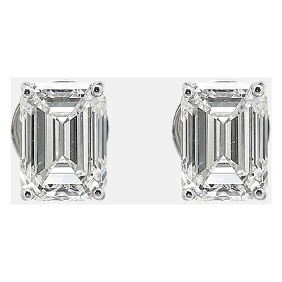 18k White Gold Emerald Cut Lab Grown Diamonds Earrings (Approx 6.00 cts)