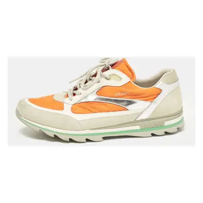 Prada Sport Multicolor Leather and Suede Low Top Sneakers Size